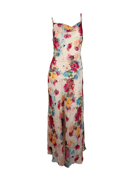 3250055 Floral Printed Slip Dress *Rose Red