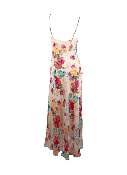 3250055 Floral Printed Slip Dress *Rose Red
