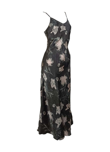 3250056 Floral Printed Slip Dress *Black