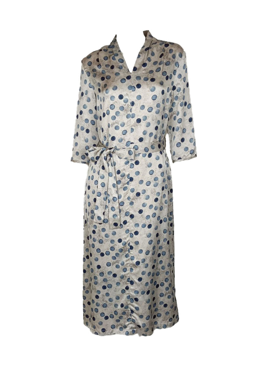 3250057 Polka Dot Belted Dress *Blue