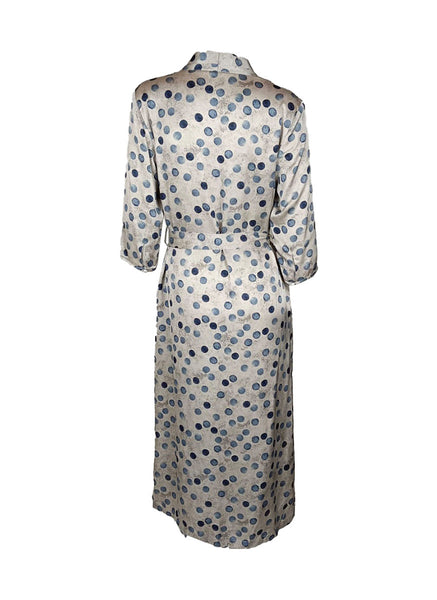 3250057 Polka Dot Belted Dress *Blue
