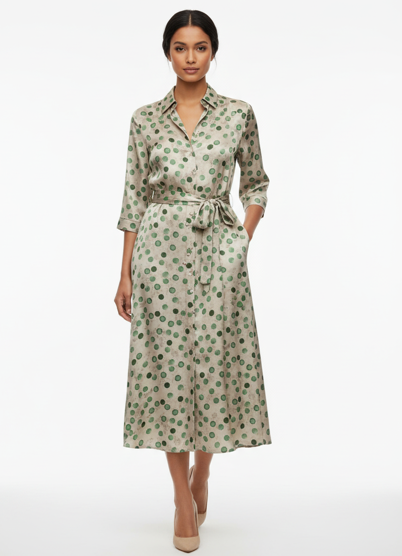 Polka Dot Belted Dress