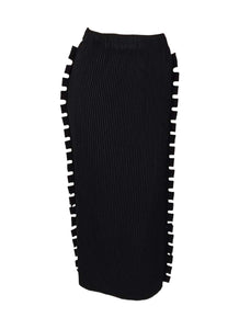 3250059 Sawtooth Design Pleated Skirt *Black *Preorder