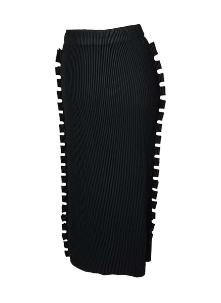 3250059 Sawtooth Design Pleated Skirt *Black *Preorder