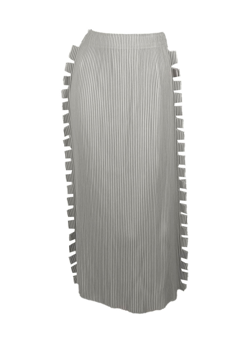 3250059 Sawtooth Design Pleated Skirt *Grey *Preorder
