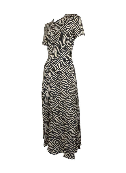 3250065 Zebra Printed Long Silk Dress *Pre-order