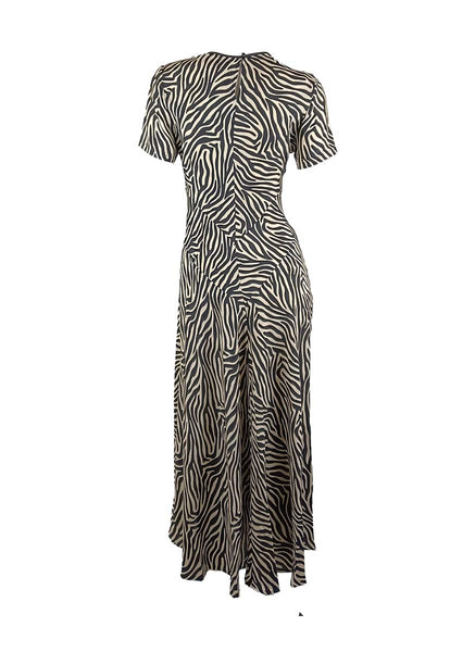 3250065 Zebra Printed Long Silk Dress *Pre-order