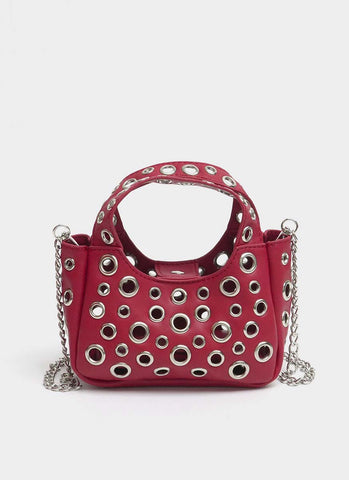 3250069 Shoulder Crossbody Eyelet Chain Small Bag *Red
