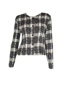 3250080 Long Sleeve Pleated Tweed Jacket *Preorder
