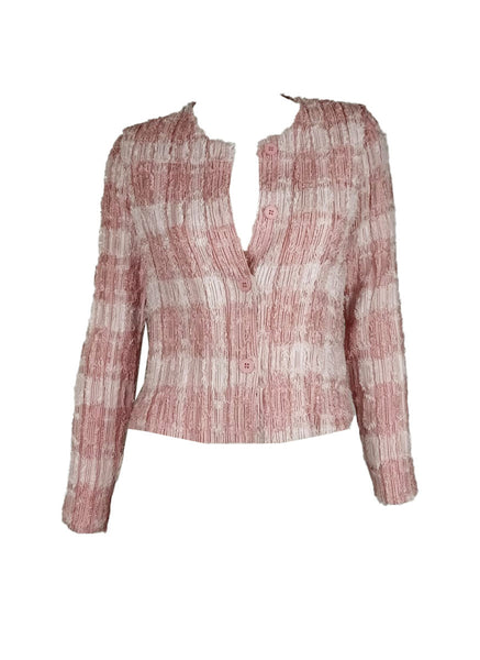 3250080 Long Sleeve Pleated Tweed Jacket *Pink