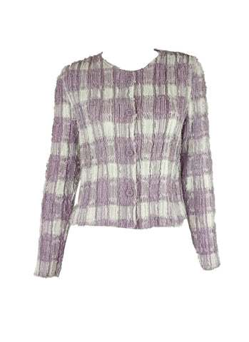 3250080 Long Sleeve Pleated Tweed Jacket *Preorder