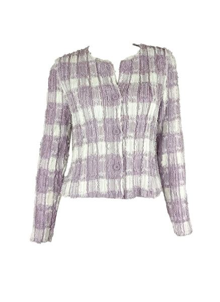 3250080 Long Sleeve Pleated Tweed Jacket