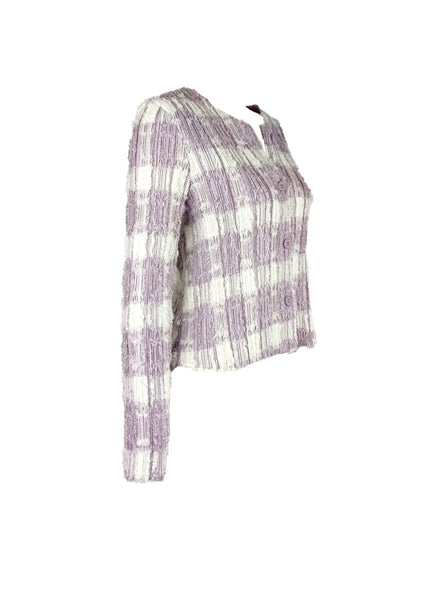 3250080 Long Sleeve Pleated Tweed Jacket