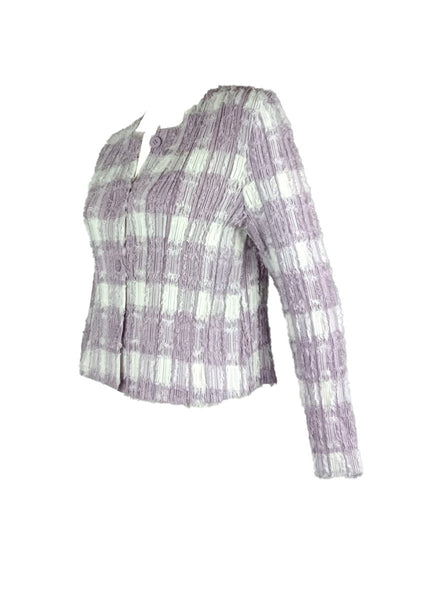 3250080 Long Sleeve Pleated Tweed Jacket