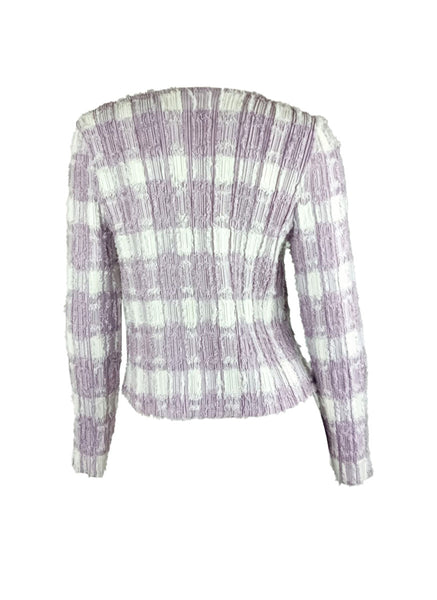 3250080 Long Sleeve Pleated Tweed Jacket
