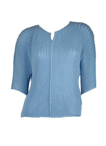 3250083 Short Sleeved Pleats Top *Blue