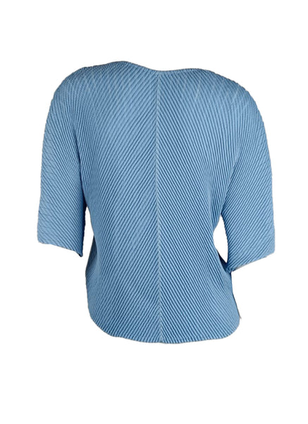3250083 Short Sleeved Pleats Top *Blue