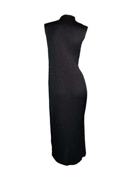 3250085 High Neck Sleeveless Pleats Dress *Last Piece