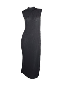 3250085 High Neck Sleeveless Pleats Dress *Preorder