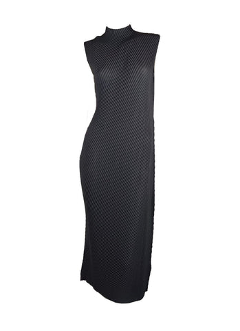 3250085 High Neck Sleeveless Pleats Dress *Preorder