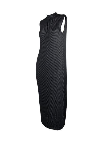 3250085 High Neck Sleeveless Pleats Dress *Preorder