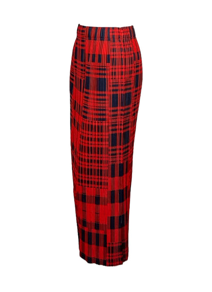 3250087 Plaid Pattern Pleated Skirt *Red & Black