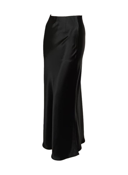 3250089 Slim Fit Satin Skirt *Black