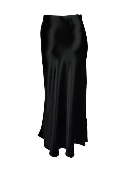 3250089 Slim Fit Satin Skirt *Black