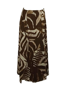 3250090 Zebra Print Linen Slit Skirt
