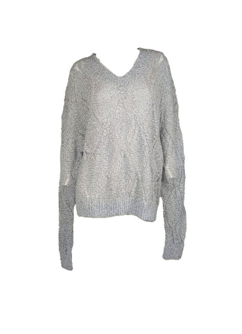 3250092 V-Neck Long Sleeve Knit Sweater *Blue