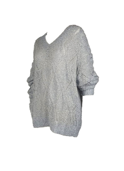 3250092 V-Neck Long Sleeve Knit Sweater *Blue