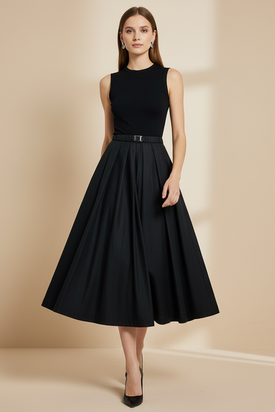Elastic Waist Flare Skirt