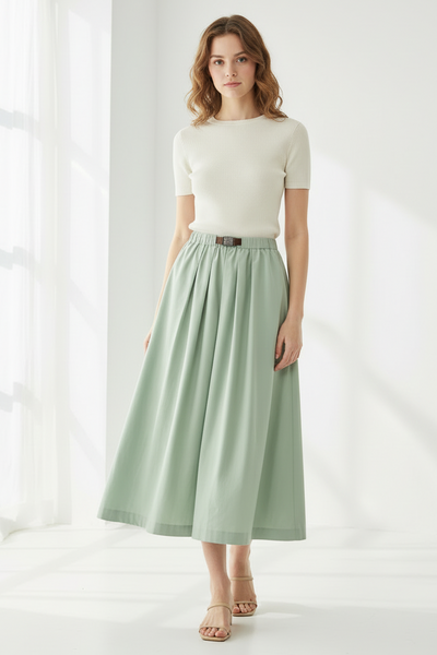 Elastic Waist Flare Skirt