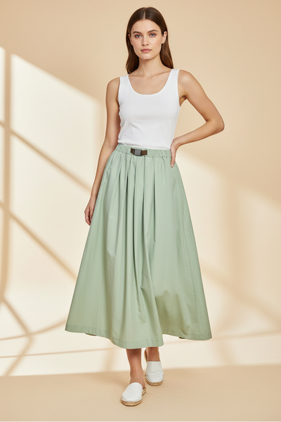 Elastic Waist Flare Skirt