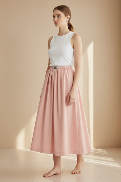 Elastic Waist Flare Skirt