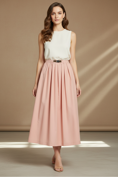 Elastic Waist Flare Skirt