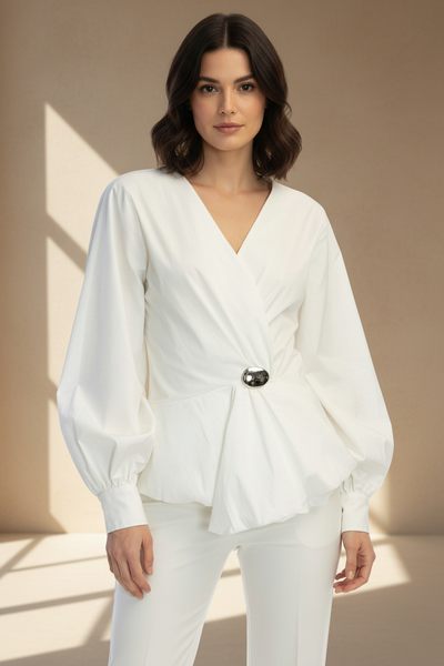 V-Neckline Cinched Waist Top