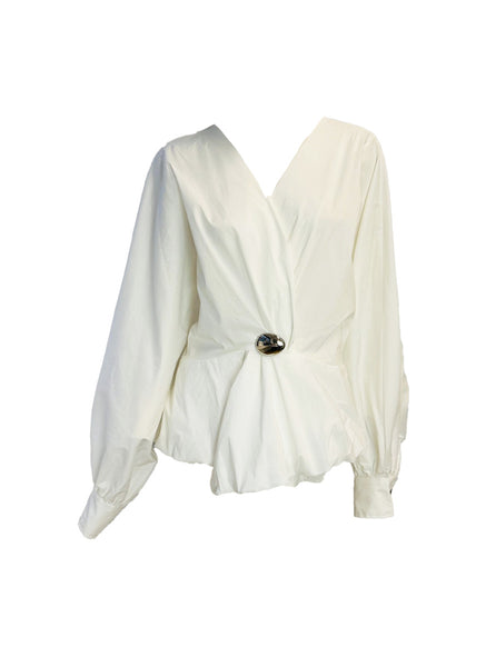 V-Neckline Cinched Waist Top