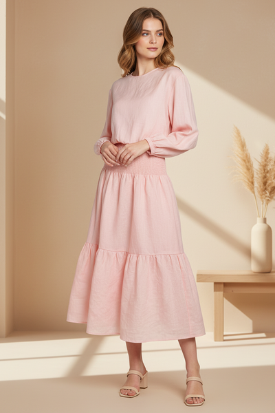 Top & Smocked Skirt Linen Set