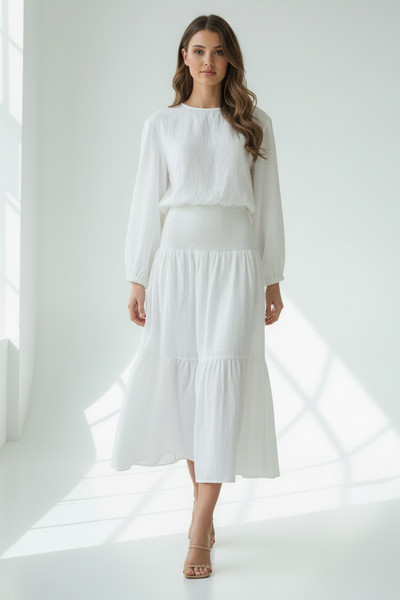 Top & Smocked Linen Skirt Set