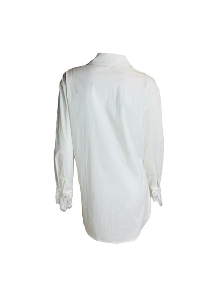 Classic Lace-trim Button Blouse