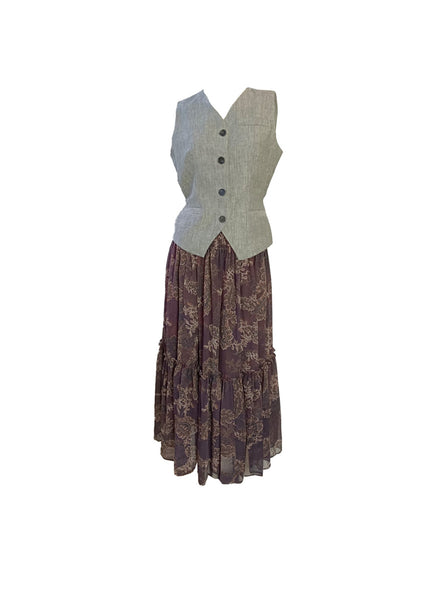Sleeveless Top & Floral Printed Skirt
