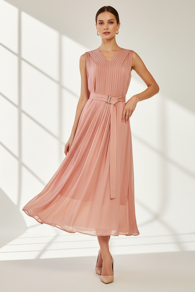 A-line Pleated Long Dress