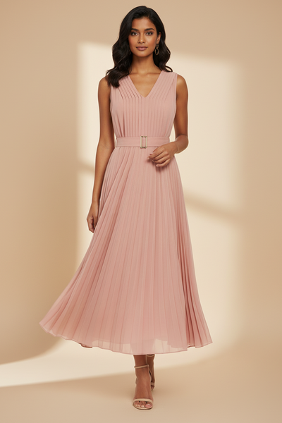 A-line Pleated Long Dress