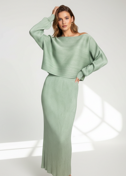 Crop Top & Skirt Pleated Top