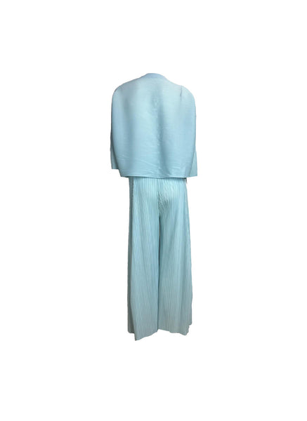 Cardigan Style Jacket & Pants Pleated Set