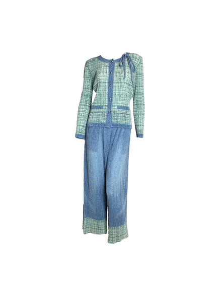 Cardigan Style Jacket & Pleated Pants Set