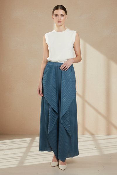 Asymmetrical Pleated Pants