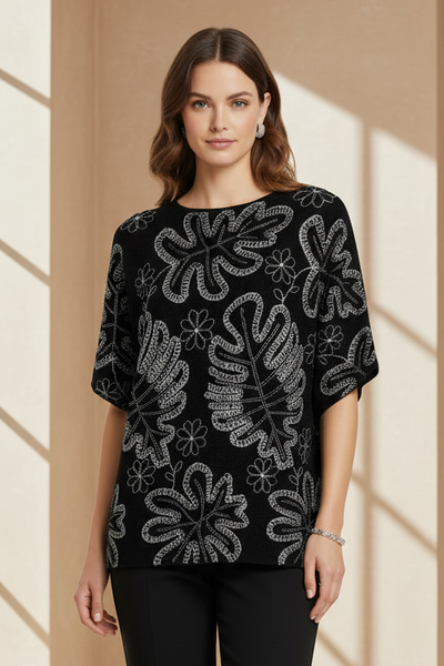 Leaf Motifs Creased Top