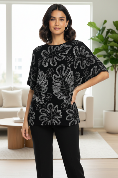 Leaf Motifs Creased Top